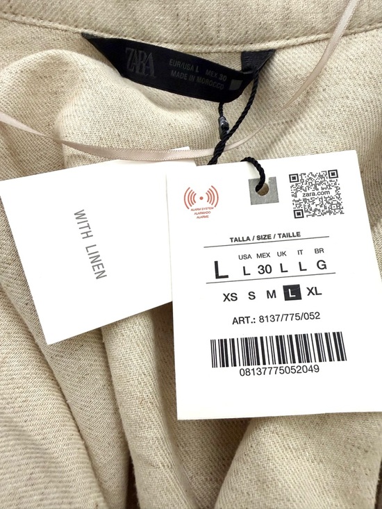 NWT Zara Belted Linen Blend Midi Dress in Tan size L - Picture 14 of 17